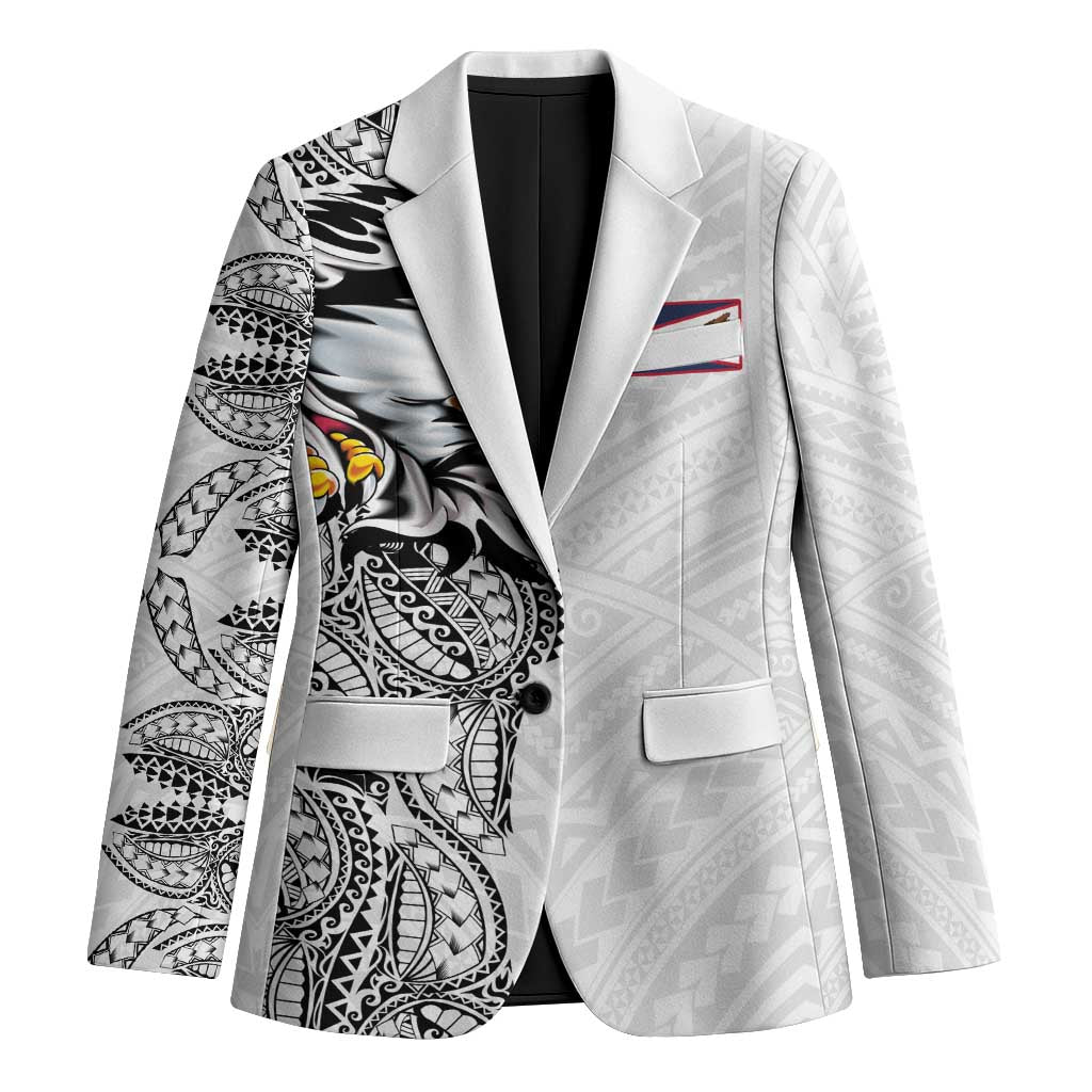 American Samoa Flag Day Blazer Tribal Tattoo with Eagle White