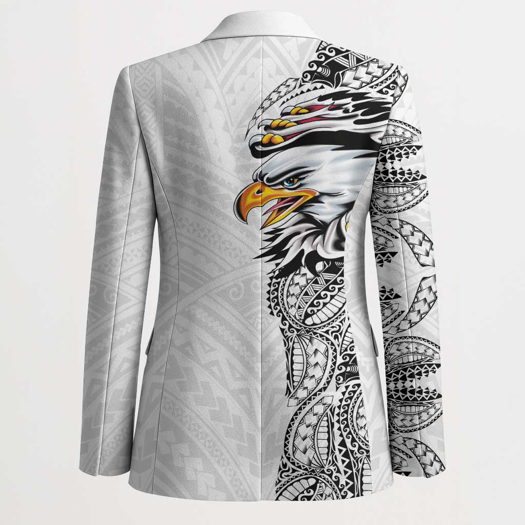 American Samoa Flag Day Blazer Tribal Tattoo with Eagle White