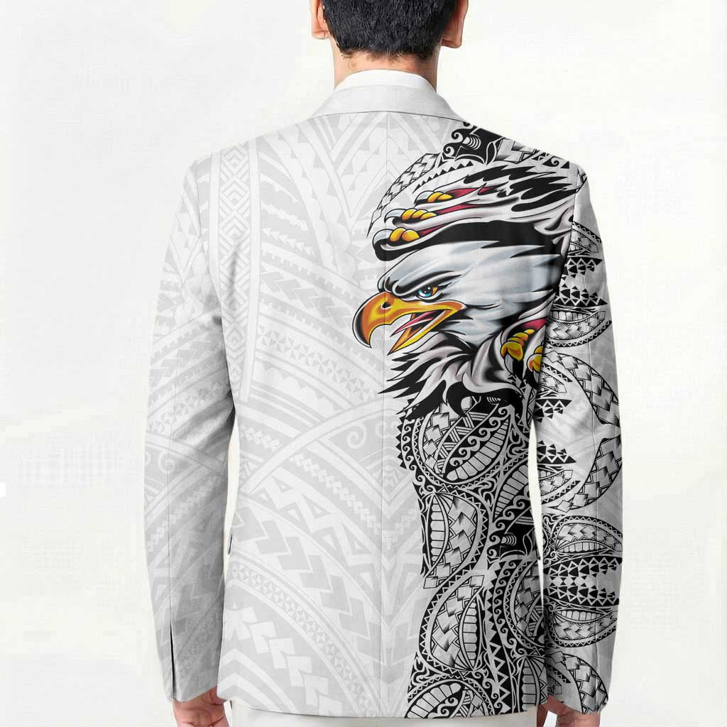 American Samoa Flag Day Blazer Tribal Tattoo with Eagle White