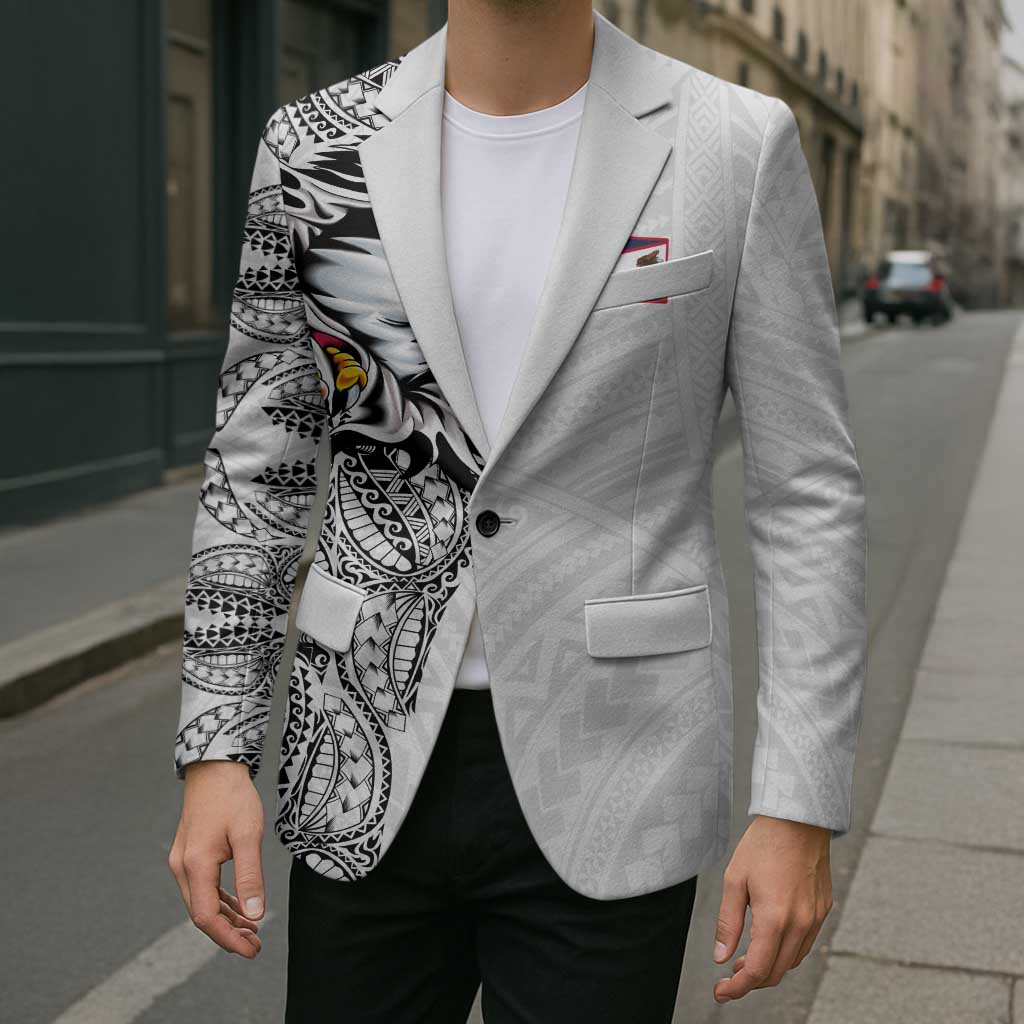 American Samoa Flag Day Blazer Tribal Tattoo with Eagle White
