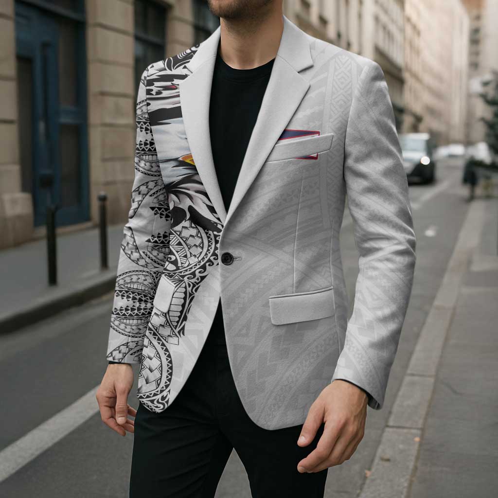 American Samoa Flag Day Blazer Tribal Tattoo with Eagle White