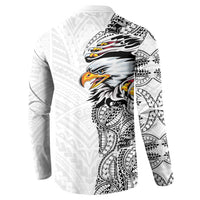 American Samoa Flag Day Button Sweatshirt Tribal Tattoo with Eagle White LT03 - Polynesian Pride