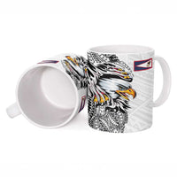 American Samoa Flag Day Ceramic Mug Tribal Tattoo with Eagle White