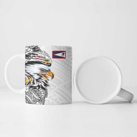 American Samoa Flag Day Ceramic Mug Tribal Tattoo with Eagle White