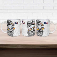 American Samoa Flag Day Ceramic Mug Tribal Tattoo with Eagle White