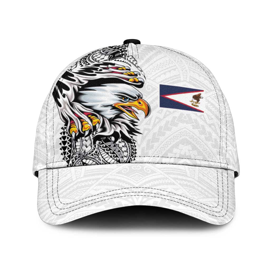 American Samoa Flag Day Classic Cap Tribal Tattoo with Eagle White LT03 Universal Fit White - Polynesian Pride