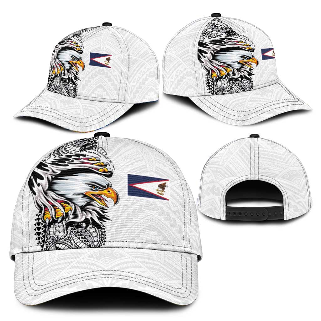 American Samoa Flag Day Classic Cap Tribal Tattoo with Eagle White LT03 - Polynesian Pride