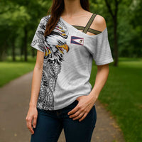 American Samoa Flag Day Cross Shoulder Shirt Tribal Tattoo with Eagle White LT03 - Polynesian Pride