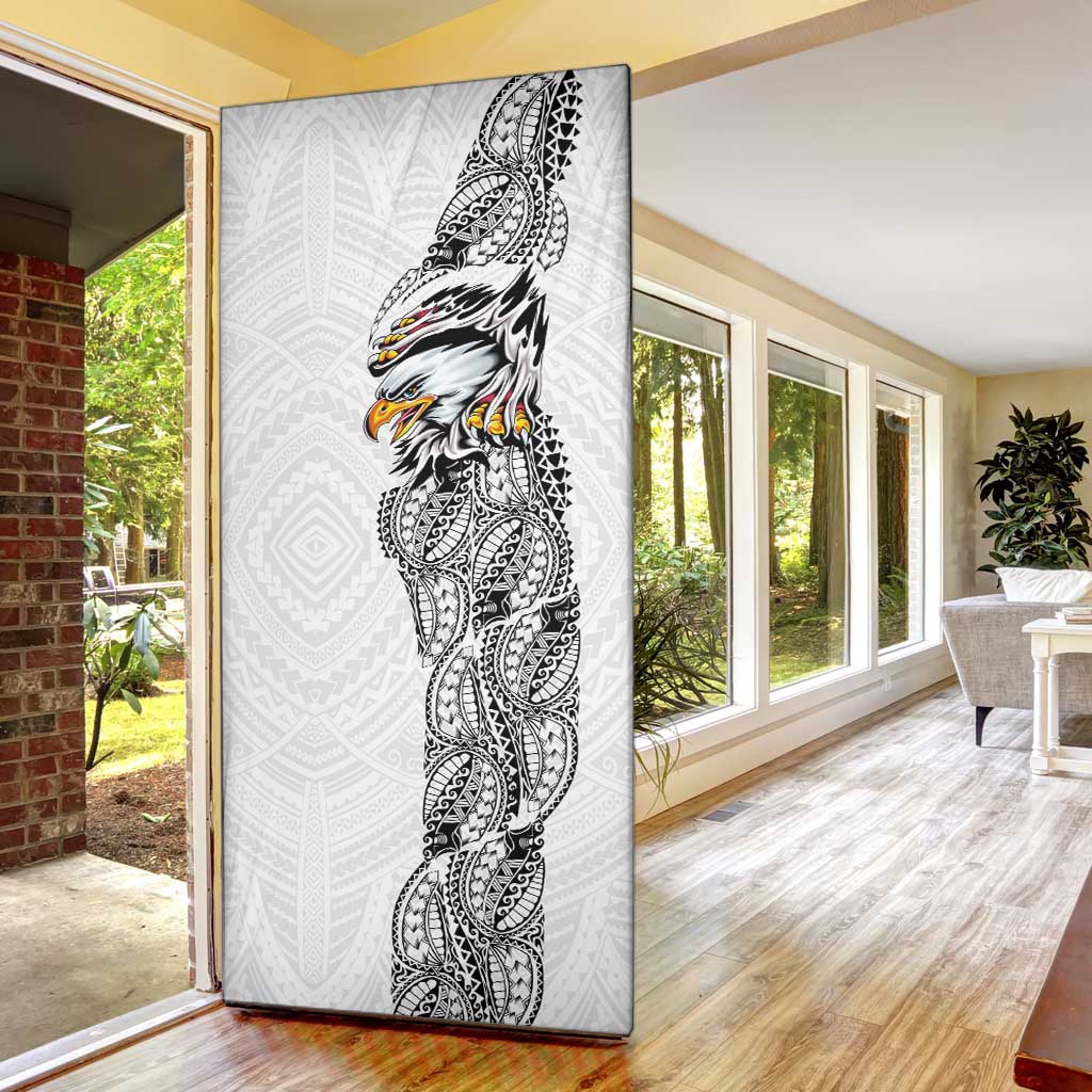 American Samoa Flag Day Door Cover Tribal Tattoo with Eagle White LT03 - Polynesian Pride