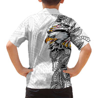 American Samoa Flag Day Family Matching Tank Maxi Dress and Hawaiian Shirt Tribal Tattoo with Eagle White