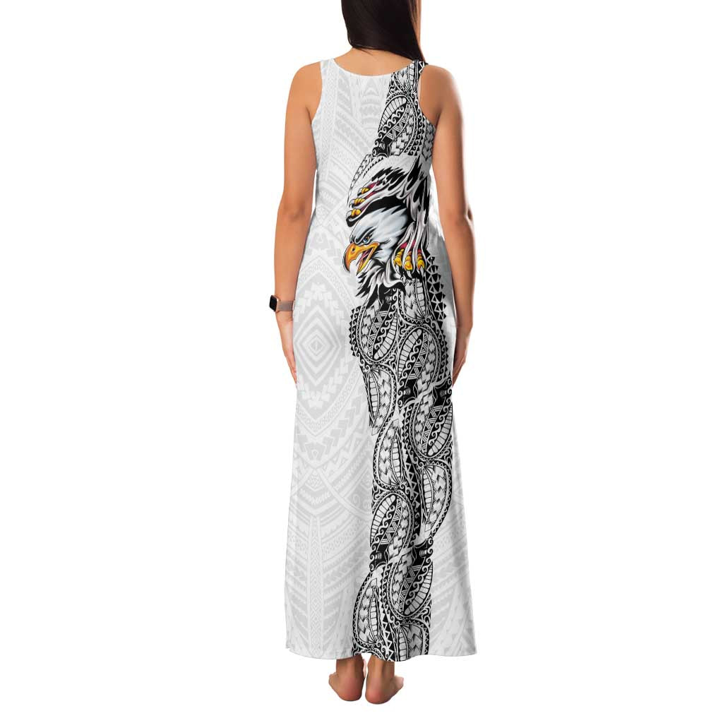 American Samoa Flag Day Family Matching Tank Maxi Dress and Hawaiian Shirt Tribal Tattoo with Eagle White