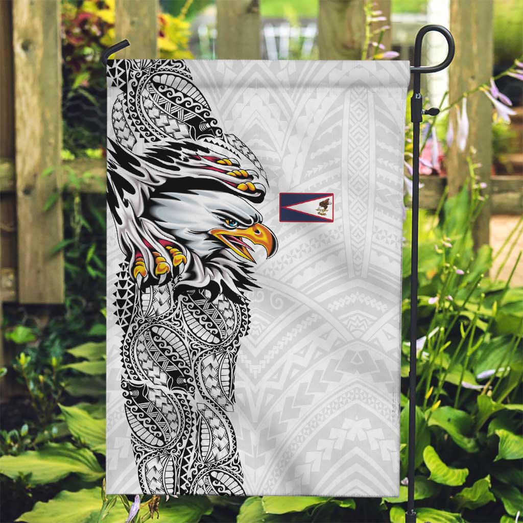 American Samoa Flag Day Garden Flag Tribal Tattoo with Eagle White LT03 Garden Flag White - Polynesian Pride