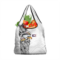 American Samoa Flag Day Grocery Bag Tribal Tattoo with Eagle White LT03 1-pack One Size White - Polynesian Pride