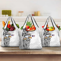 American Samoa Flag Day Grocery Bag Tribal Tattoo with Eagle White LT03 3-pack One Size White - Polynesian Pride