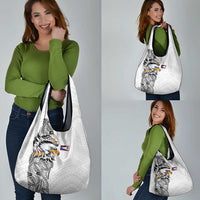 American Samoa Flag Day Grocery Bag Tribal Tattoo with Eagle White LT03 - Polynesian Pride