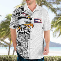 American Samoa Flag Day Hawaiian Shirt Tribal Tattoo with Eagle White LT03 - Polynesian Pride