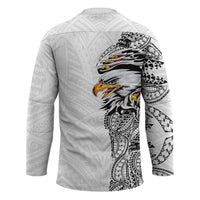 American Samoa Flag Day Hockey Jersey Tribal Tattoo with Eagle White