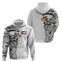 American Samoa Flag Day Hoodie Tribal Tattoo with Eagle White LT03 - Polynesian Pride