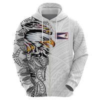 American Samoa Flag Day Hoodie Tribal Tattoo with Eagle White LT03 - Polynesian Pride