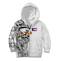 American Samoa Flag Day Kid Hoodie Tribal Tattoo with Eagle White LT03 Zip Hoodie White - Polynesian Pride