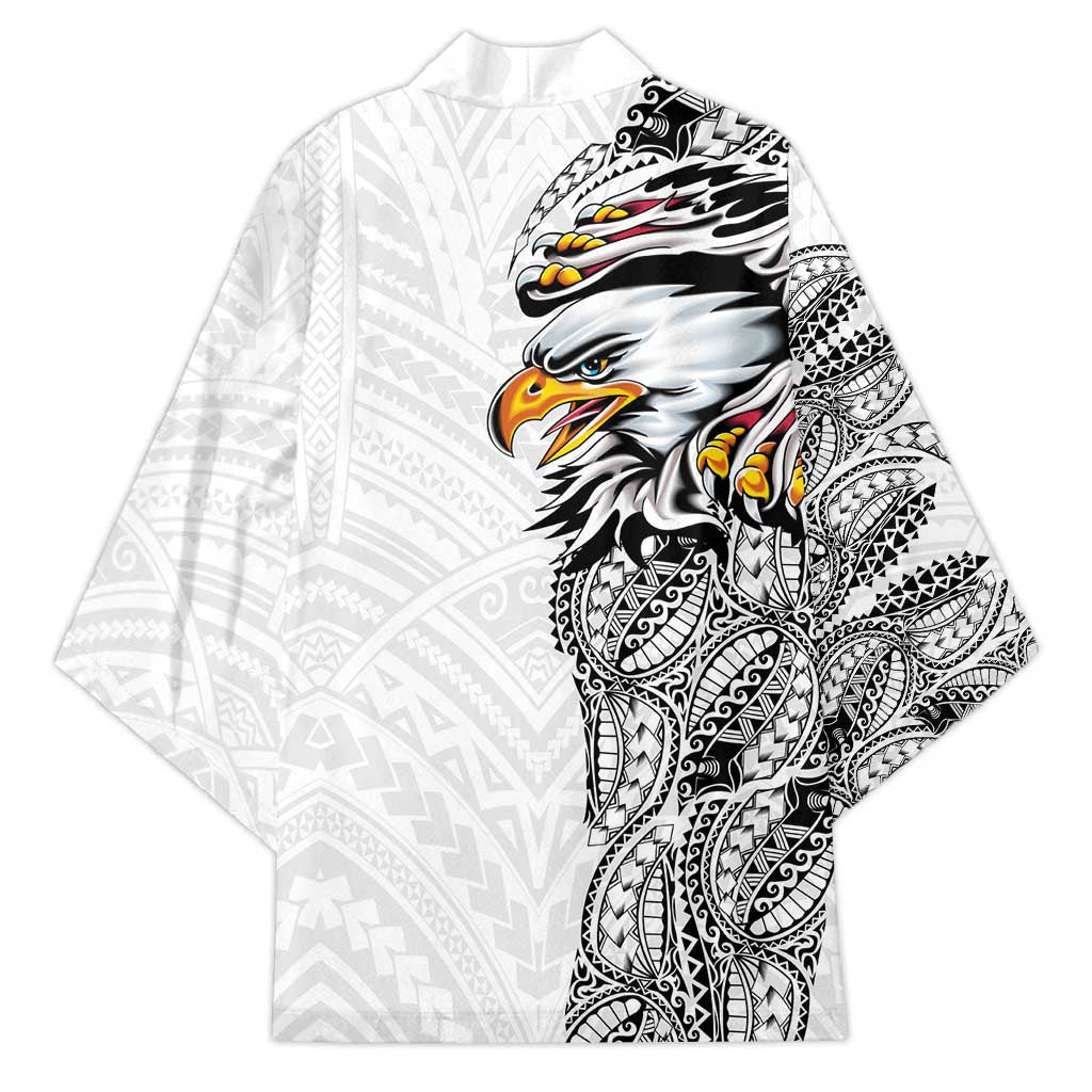 American Samoa Flag Day Kimono Tribal Tattoo with Eagle White LT03 - Polynesian Pride