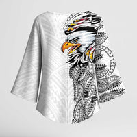 American Samoa Flag Day Kimono Sleeve Blouse Tribal Tattoo with Eagle White LT03 - Polynesian Pride