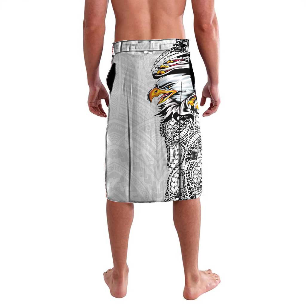 American Samoa Flag Day Lavalava Tribal Tattoo with Eagle White LT03 - Polynesian Pride