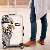 American Samoa Flag Day Luggage Cover Tribal Tattoo with Eagle White LT03 White - Polynesian Pride