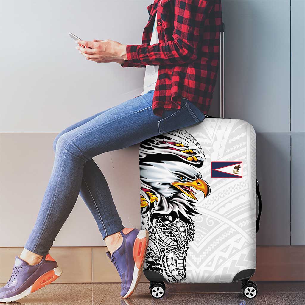 American Samoa Flag Day Luggage Cover Tribal Tattoo with Eagle White LT03 - Polynesian Pride