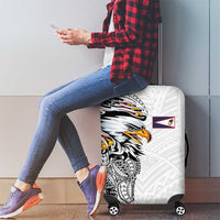 American Samoa Flag Day Luggage Cover Tribal Tattoo with Eagle White LT03 - Polynesian Pride