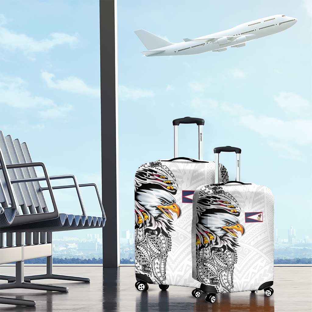American Samoa Flag Day Luggage Cover Tribal Tattoo with Eagle White LT03 - Polynesian Pride