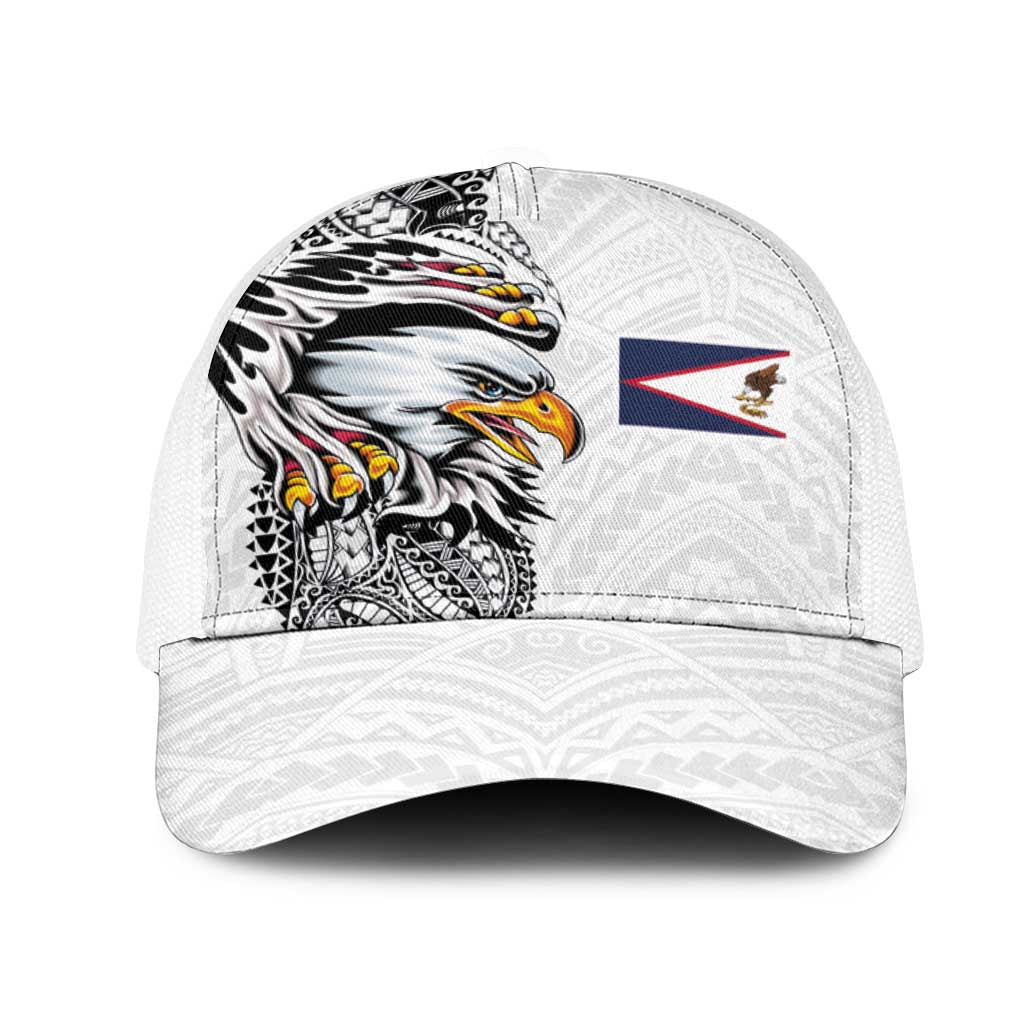 American Samoa Flag Day Mesh Trucker Cap Tribal Tattoo with Eagle White LT03 One Size White White - Polynesian Pride