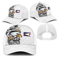 American Samoa Flag Day Mesh Trucker Cap Tribal Tattoo with Eagle White LT03 - Polynesian Pride