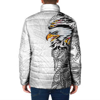 American Samoa Flag Day Padded Jacket Tribal Tattoo with Eagle White LT03 - Polynesian Pride