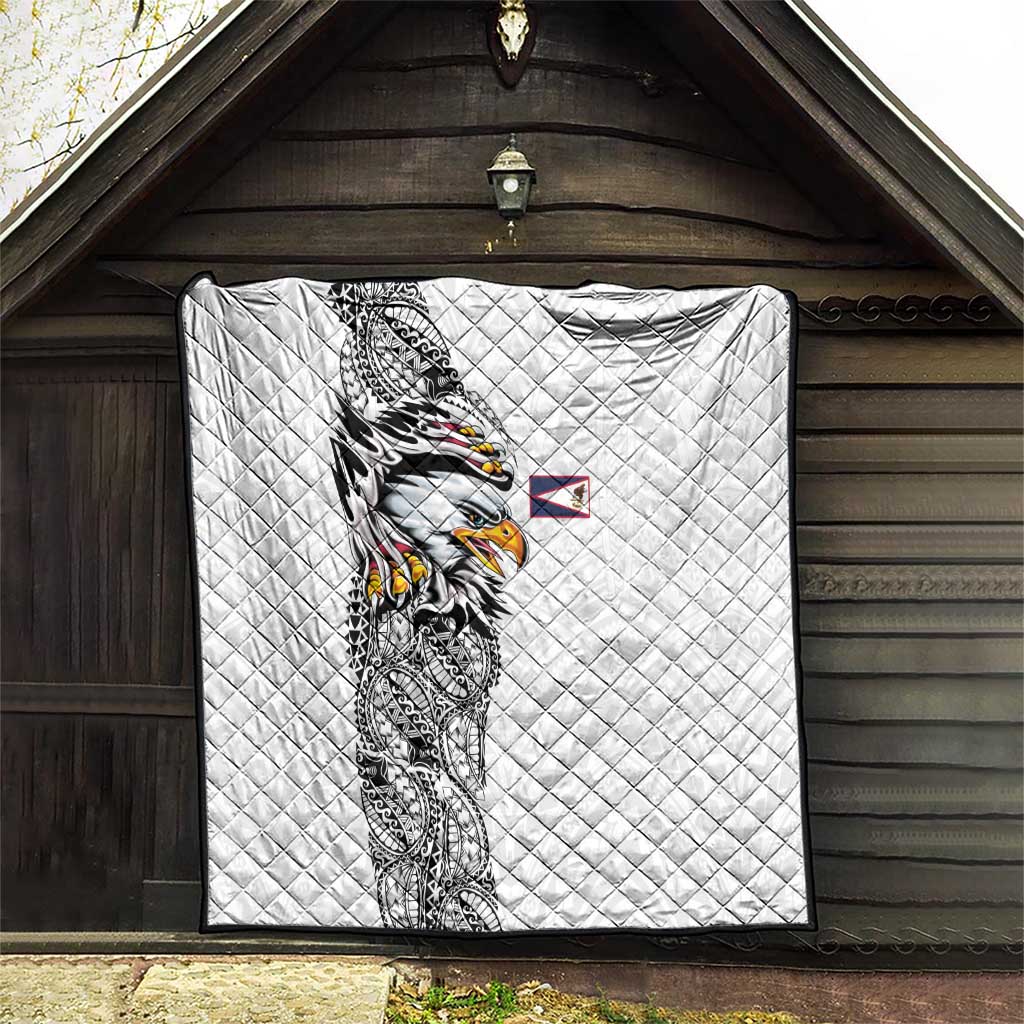American Samoa Flag Day Quilt Tribal Tattoo with Eagle White