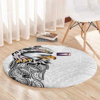 American Samoa Flag Day Round Carpet Tribal Tattoo with Eagle White LT03 - Polynesian Pride