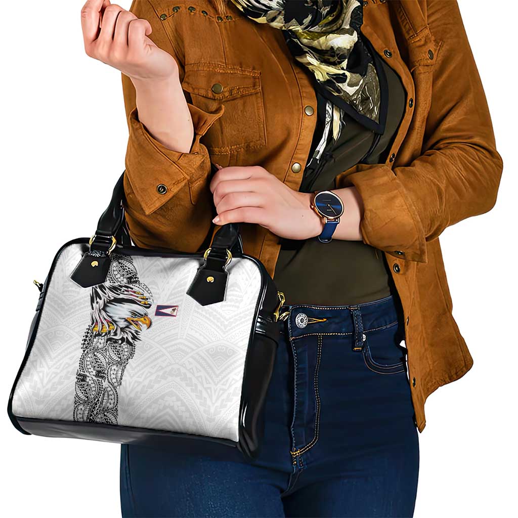American Samoa Flag Day Shoulder Handbag Tribal Tattoo with Eagle White LT03 - Polynesian Pride