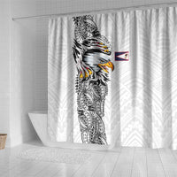 American Samoa Flag Day Shower Curtain Tribal Tattoo with Eagle White LT03 - Polynesian Pride