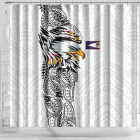 American Samoa Flag Day Shower Curtain Tribal Tattoo with Eagle White LT03 - Polynesian Pride