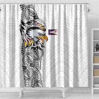 American Samoa Flag Day Shower Curtain Tribal Tattoo with Eagle White LT03 - Polynesian Pride