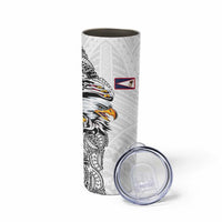 American Samoa Flag Day Skinny Tumbler Tribal Tattoo with Eagle White LT03 - Polynesian Pride