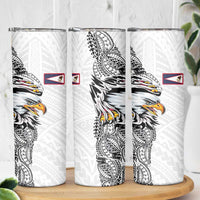 American Samoa Flag Day Skinny Tumbler Tribal Tattoo with Eagle White LT03 - Polynesian Pride