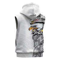 American Samoa Flag Day Sleeveless Hoodie Tribal Tattoo with Eagle White LT03 - Polynesian Pride