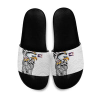American Samoa Flag Day Slide Sandals Tribal Tattoo with Eagle White LT03 White - Polynesian Pride