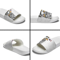 American Samoa Flag Day Slide Sandals Tribal Tattoo with Eagle White LT03 - Polynesian Pride
