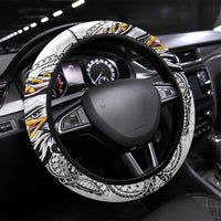 American Samoa Flag Day Steering Wheel Cover Tribal Tattoo with Eagle White