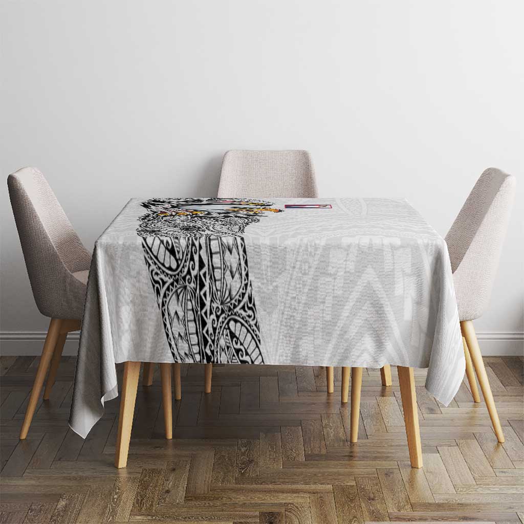 American Samoa Flag Day Tablecloth Tribal Tattoo with Eagle White