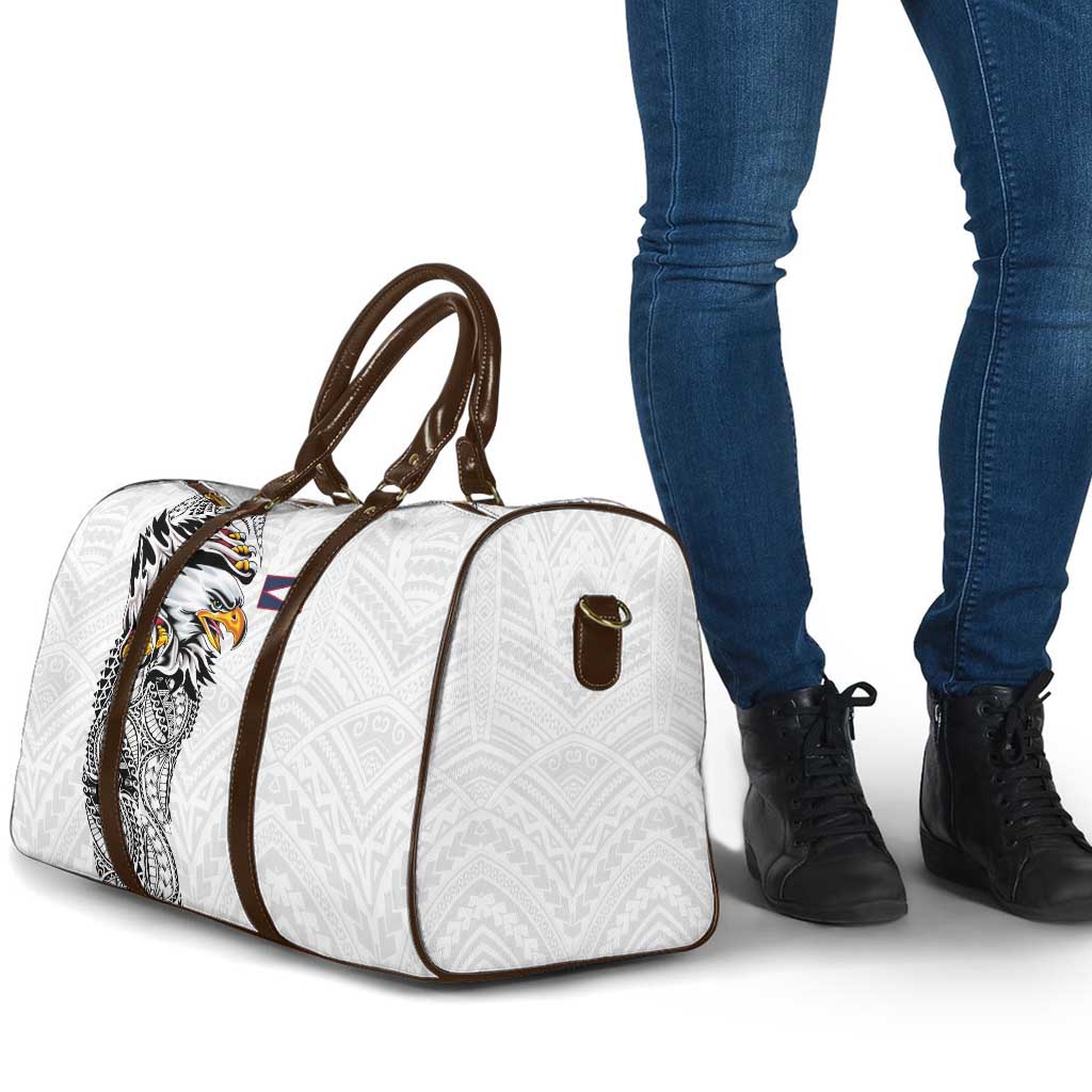 American Samoa Flag Day Travel Bag Tribal Tattoo with Eagle White