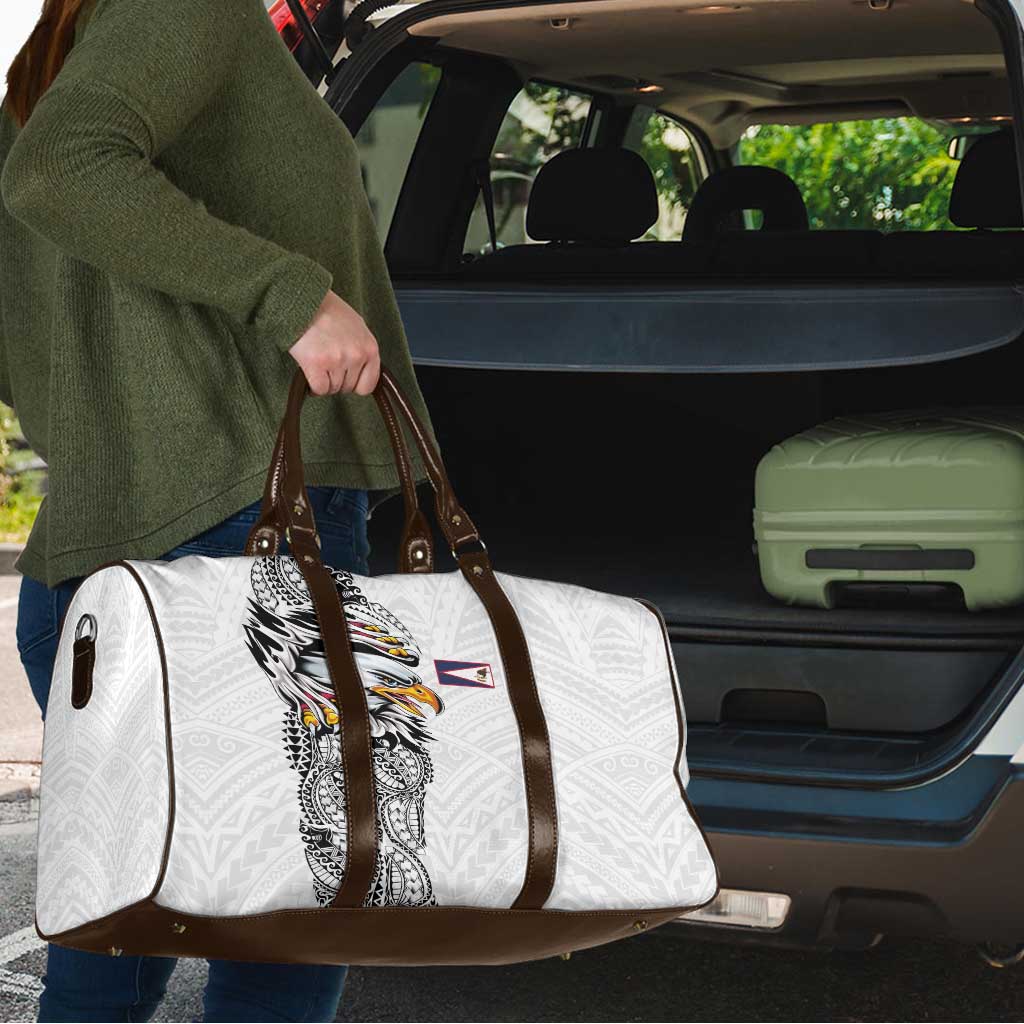 American Samoa Flag Day Travel Bag Tribal Tattoo with Eagle White