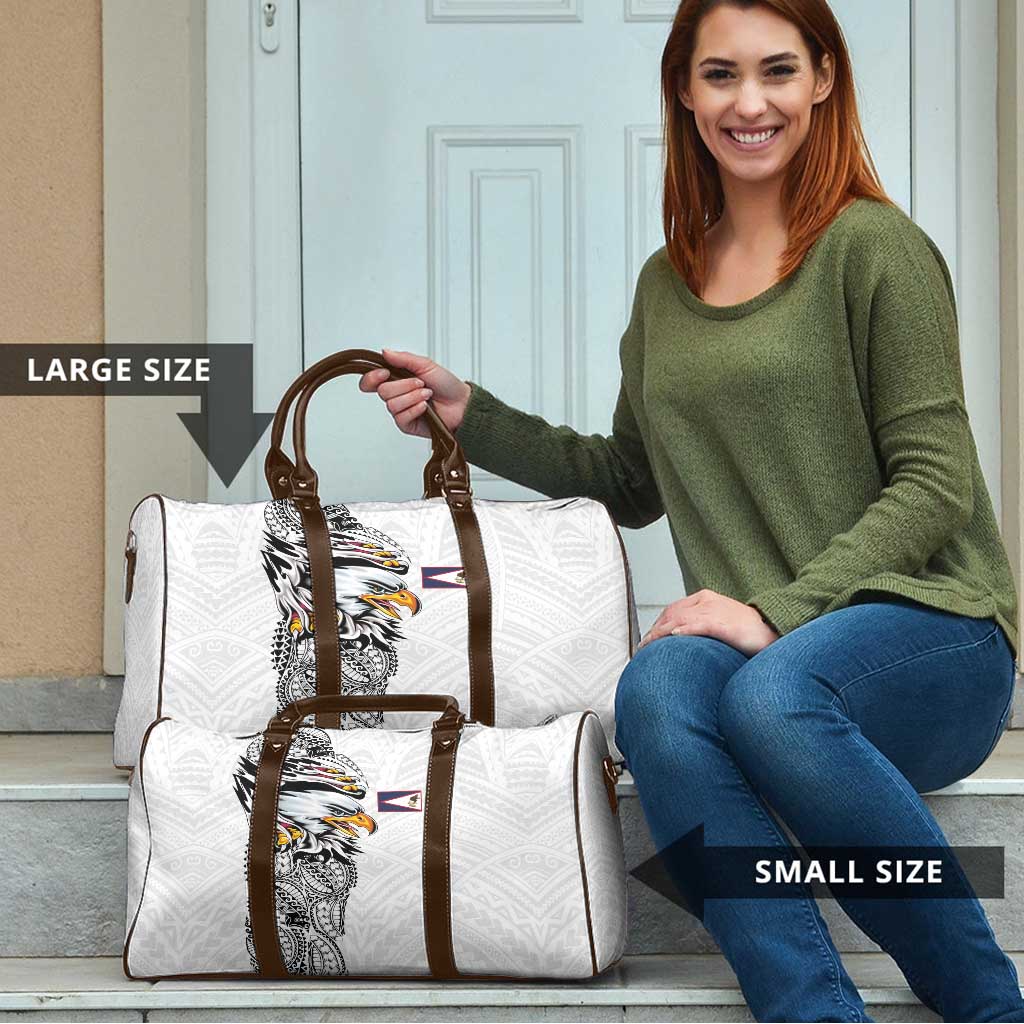 American Samoa Flag Day Travel Bag Tribal Tattoo with Eagle White